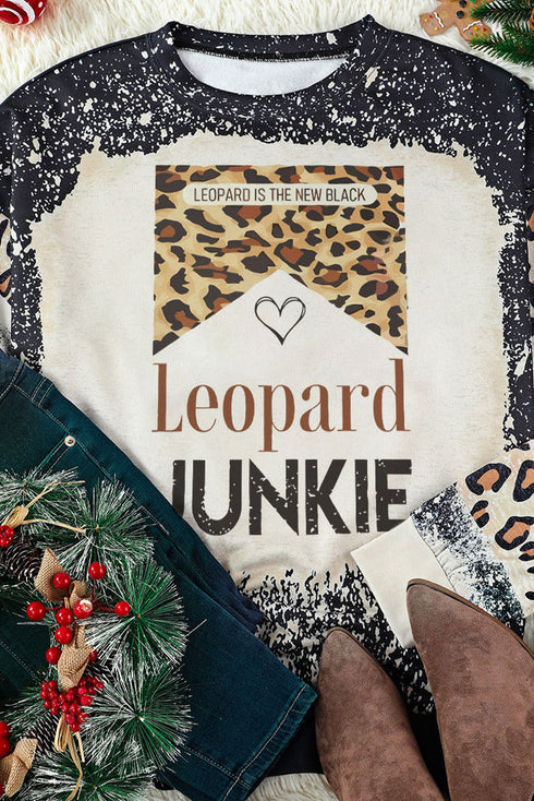 Black Leopard Junkie Crew Neck Sweatshirt